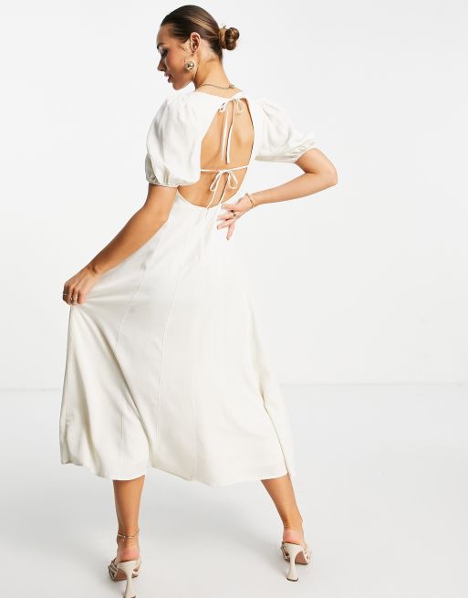 & Other Stories princess seam midi dress with open back in white | ASOS