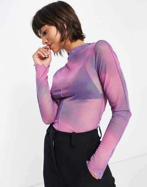 Purple mesh sale top