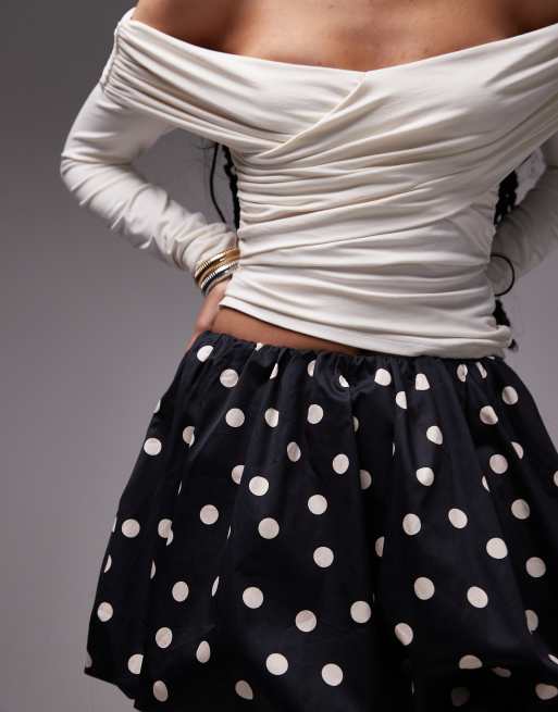 & Other Stories puff ball skirt in mono spot print