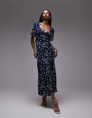 & Other Stories Puff Sleeve Midaxi Dress With Twist Sweetheart Neckline