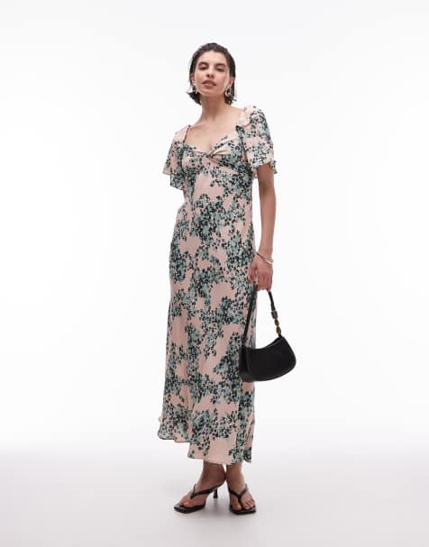 & Other Stories puff sleeve midaxi dress with twist sweetheart neckline in floral print - view 1