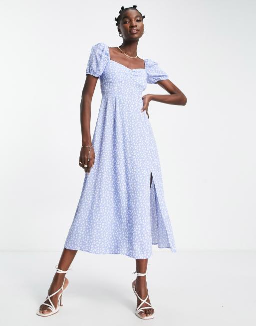  Other Stories puff sleeve midi dress in blue floral print