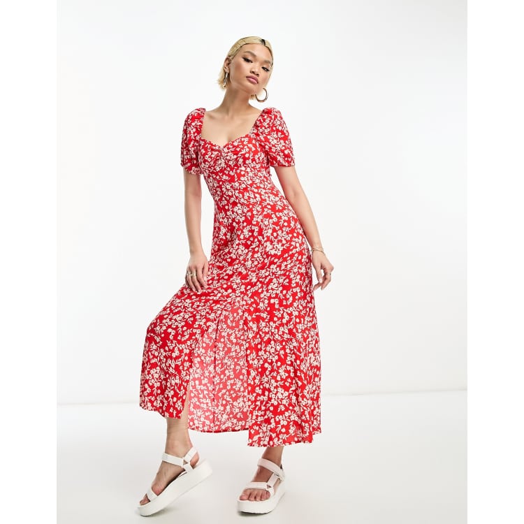 Red floral dress online