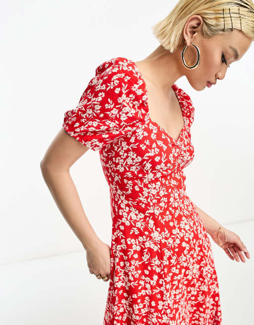 Other stories red floral cheap dress