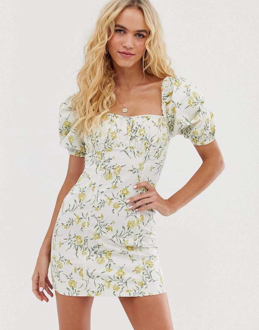 Other Stories &  Puff Sleeve Mini Dress In Vintage Floral Print-multi