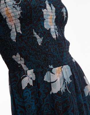 & Other Stories puff sleeves midi dress with shirred bodice in bold flower  print | ASOS