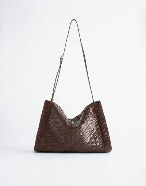 & Other Stories Puffy real leather braided large bag in brown - view 1
