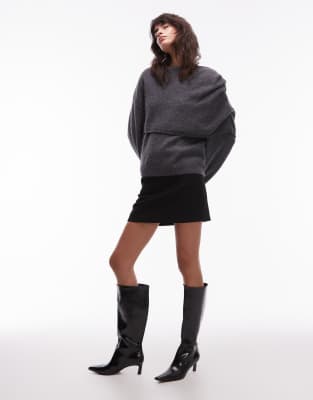 Pull drapé en alpaga - Gris foncé XS