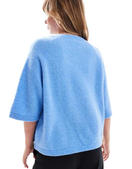 & Other Stories - Pull en alpaga à manches courtes - Bleu, 4 de 4