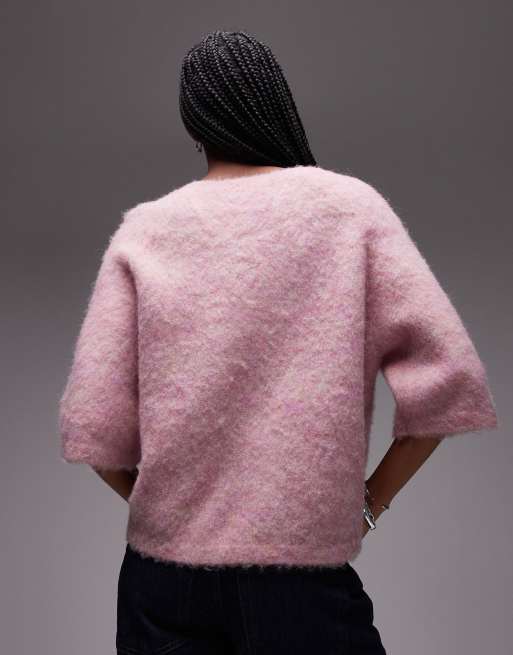 Other Stories Pull en alpaga à manches courtes Rose ASOS