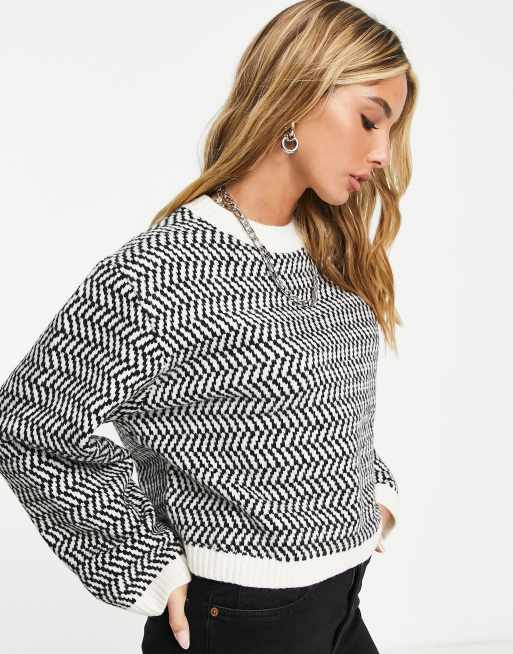 & Other Stories - Pull en maille à imprimé - Noir