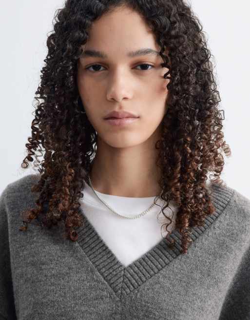 & Other Stories pull en maille col V gris, 3 de 5