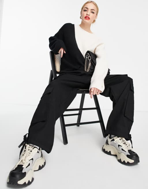 & Other Stories - Pull en maille color block - Noir et blanc, 4 de 4