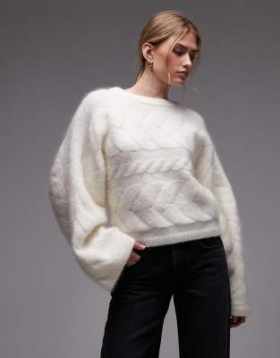 & Other Stories - Pull en maille torsadée avec laine - Blanc