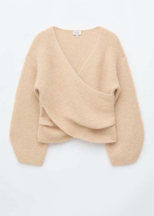 & Other Stories Pullover aus Mohairmix mit Wickeloptik vorne in Beige, 6 von 6