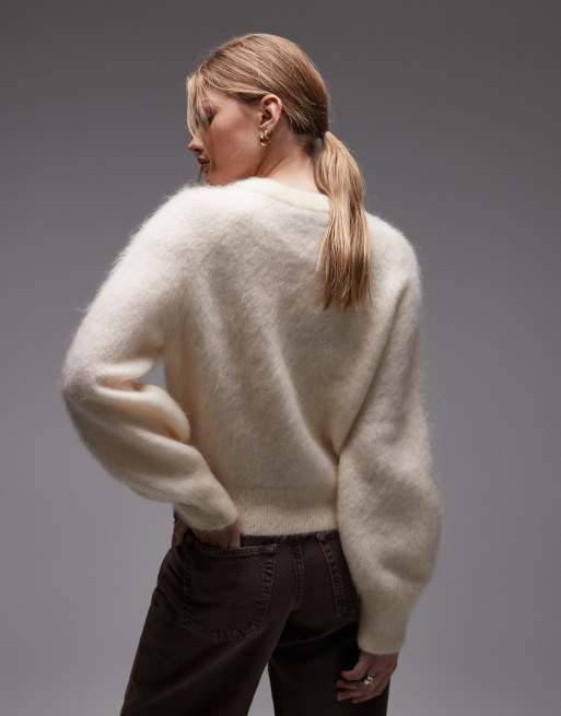 & Other Stories – Pullover aus Woll- und Mohairmix in Wollweiß mit voluminösen Ärmeln , 4 von 4