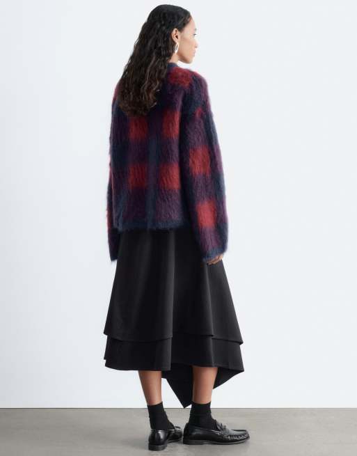 & Other Stories Pullover aus Woll- und Mohairmix mit Schachbrettmuster in Dunkelblau, 4 von 5