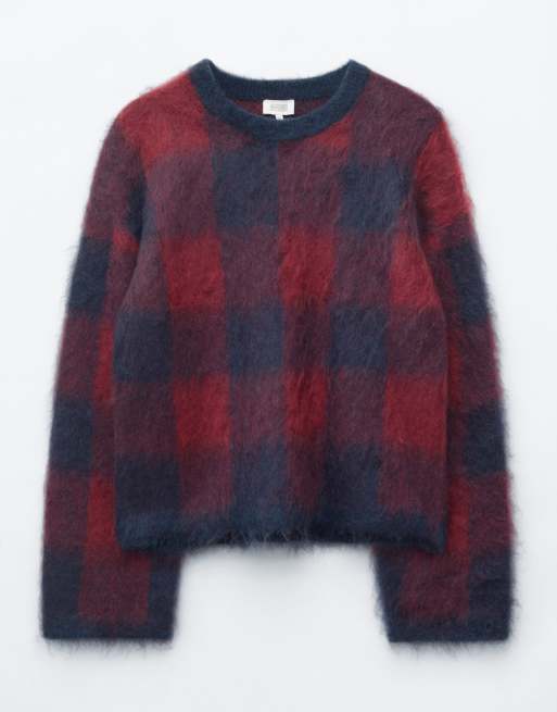 & Other Stories Pullover aus Woll- und Mohairmix mit Schachbrettmuster in Dunkelblau, 5 von 5