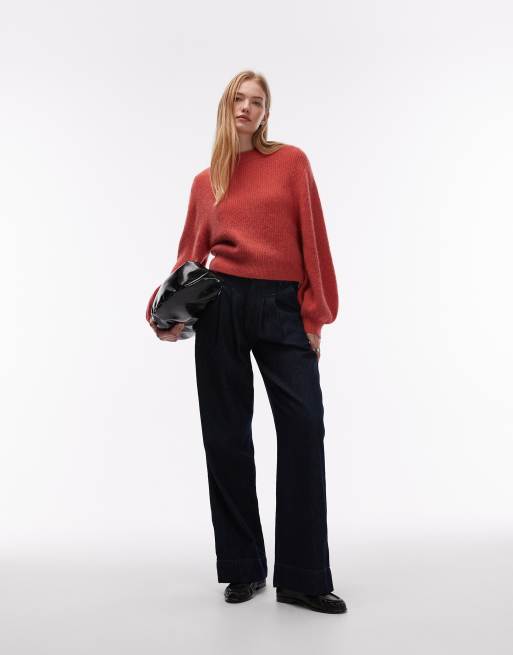 & Other Stories – Pullover aus Wolle und Alpakawolle in Ziegelrot mit Ballonärmeln, 3 von 4