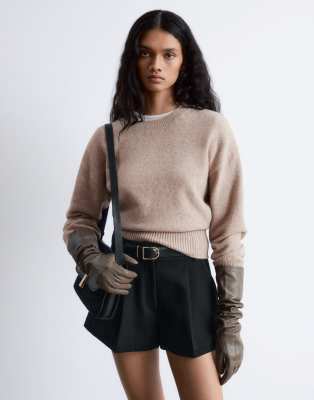 & Other Stories - Pullover in meliertem Maulwurfbraun mit Rundhalsausschnitt-Brown