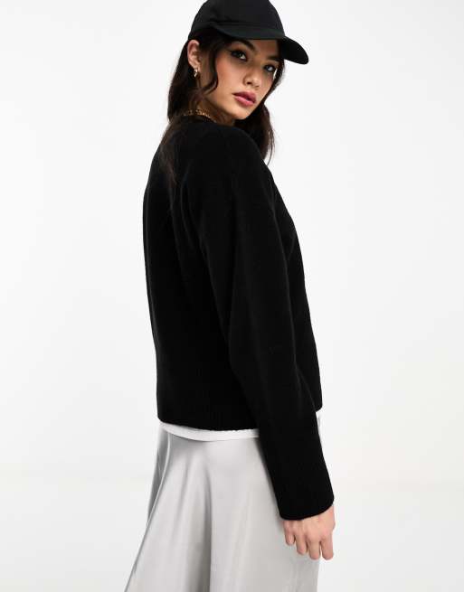 & Other Stories – Pullover in Schwarz mit Rundhalsausschnitt, 3 von 4