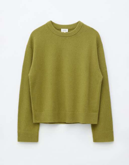 & Other Stories Pullover mit Rundhalsausschnitt aus Woll- und Baumwollmix in Avocado, 4 von 4