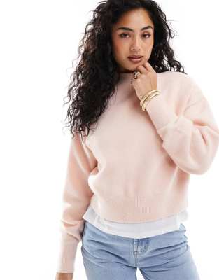 & Other Stories - Pullover sanftem Rosa mit Stehkragen