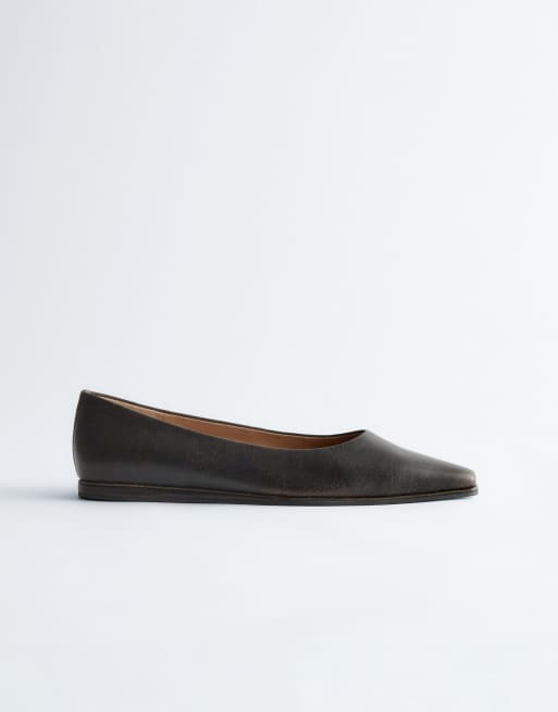 & Other Stories - Puntige leren ballerina's in zwart, 4 van 4