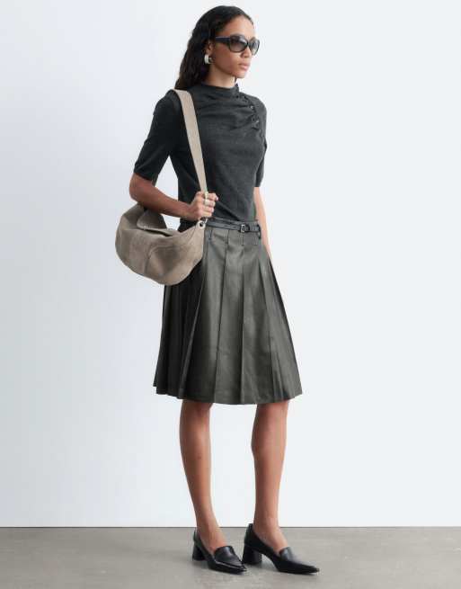 & Other Stories pure cotton light weight jumnper with tie neck detail, 3 of 4