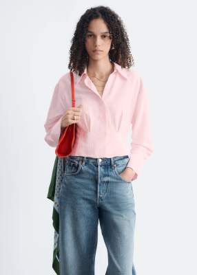 & Other Stories Pure Cotton Shirt With Waist-cinch Detail In Black