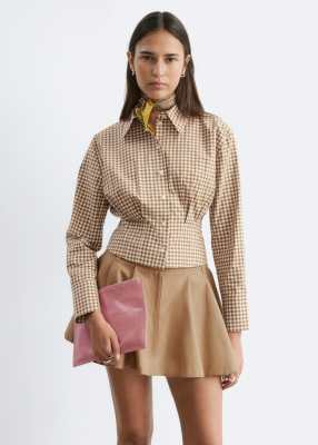 & Other Stories Pure Cotton Shirt With Waist Detail In Brown
