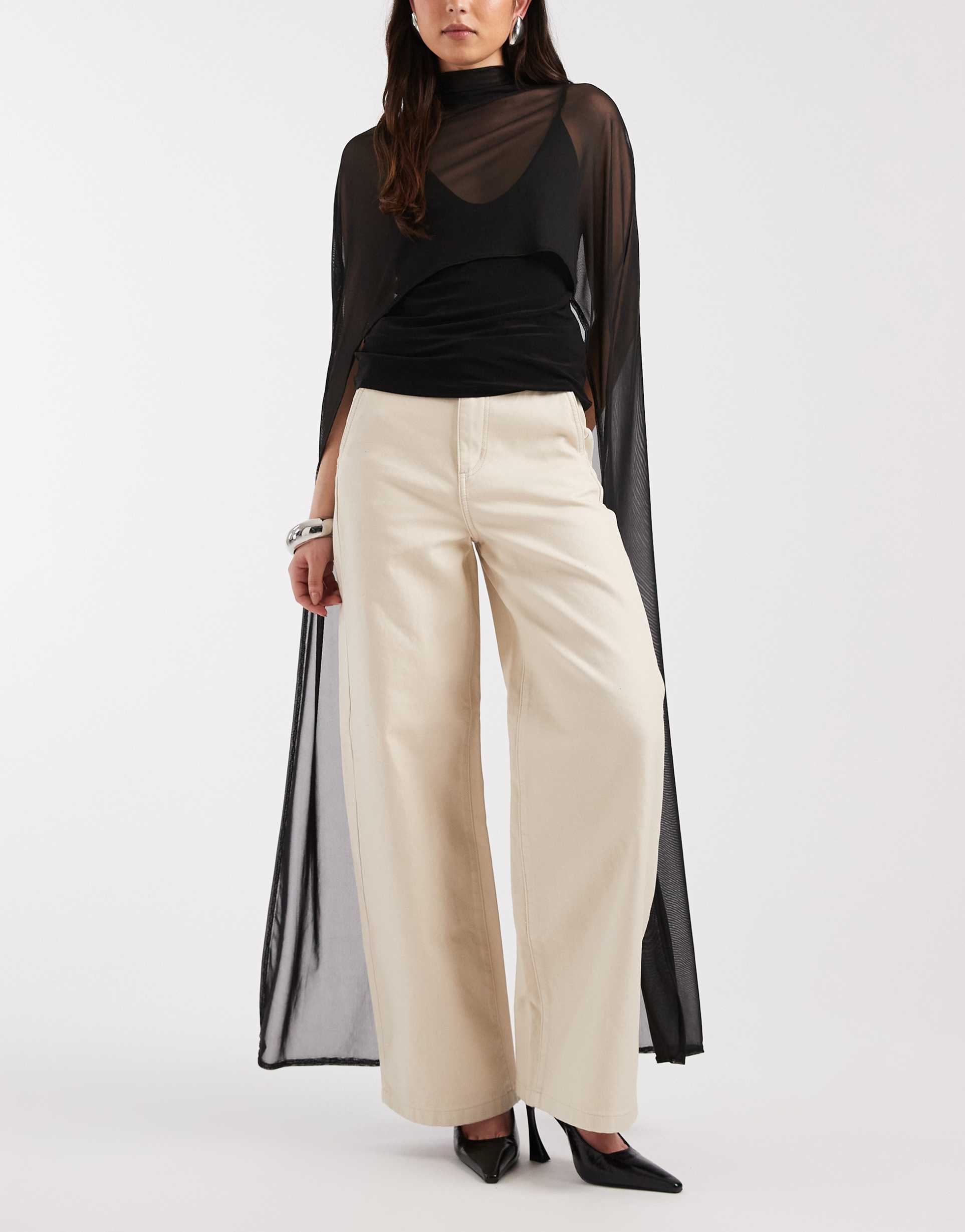 & other stories pure cotton straight leg pants in white