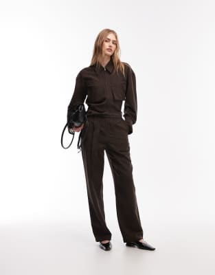 & Other Stories Pure Cotton Utility Style Jumpsuit With Tie Front Belt In Burgundy