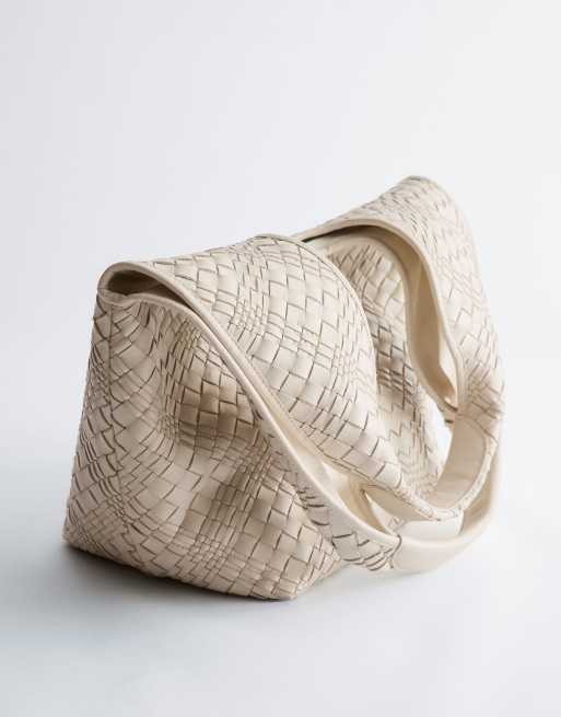 & Other Stories pure leather braided shopper tote in light stone beige, 2 of 4