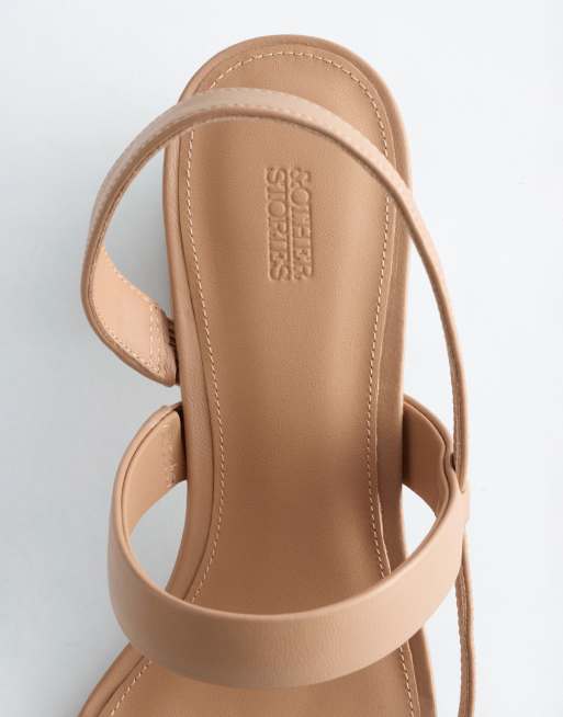& Other Stories pure leather heeled strappy sandals in light beige, 3 of 4