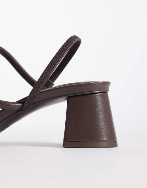 & Other Stories pure leather heeled strappy twist open toe sandals in dark brown, 4 of 4