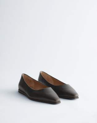 &  pure leather pointed ballet flats 
