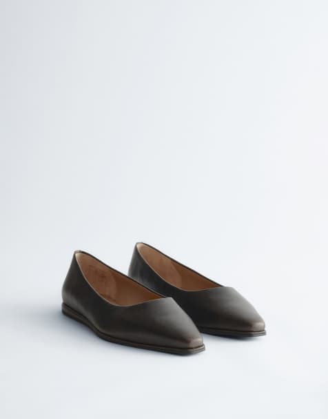 & Other Stories pure leather pointed ballet flats in black - view 1