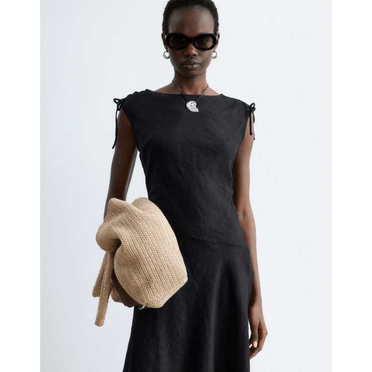 & Other Stories pure linen asymmetric midi dress in black | ASOS