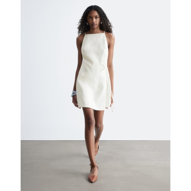 white linen wrap dress A White Linen Wrap Dress