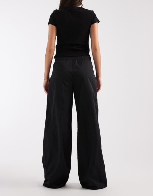 & Other Stories pure nylon relaxed fit balloon parachute trousers in black , 5 of 5