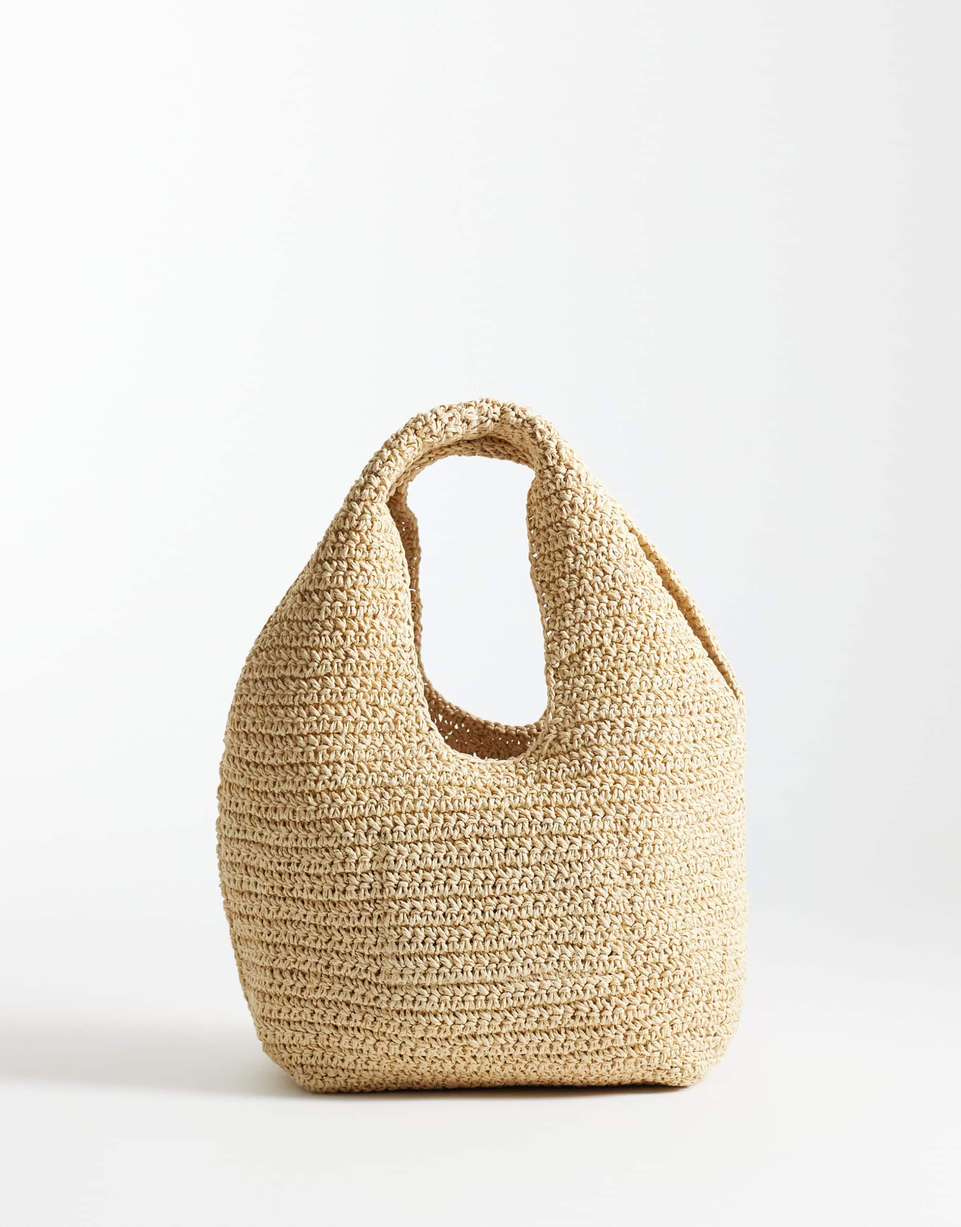 & other stories pure paper straw mini shopper tote bag in natural light beige
