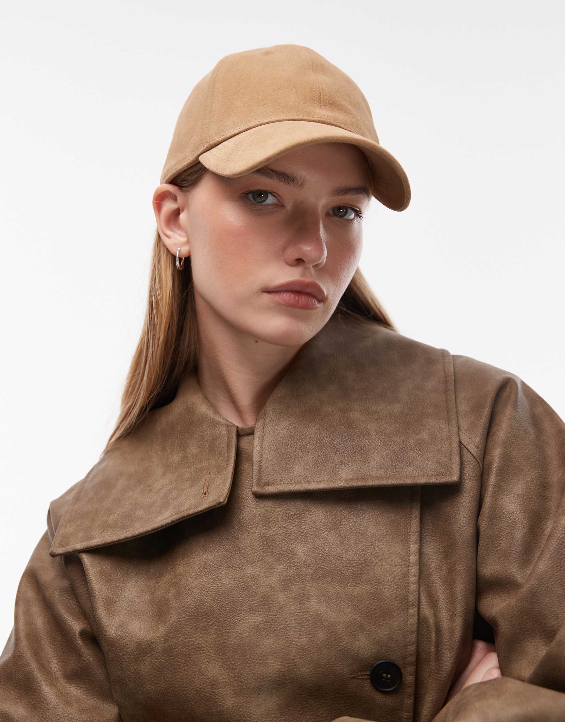 & other stories pure real suede cap in brown