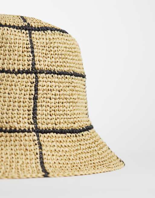 & Other Stories pure straw check bucket hat in beige, 2 of 3