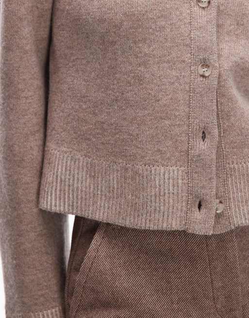 & Other Stories pure wool cardigan in beige with contrast tonal cuff, 3 of 4