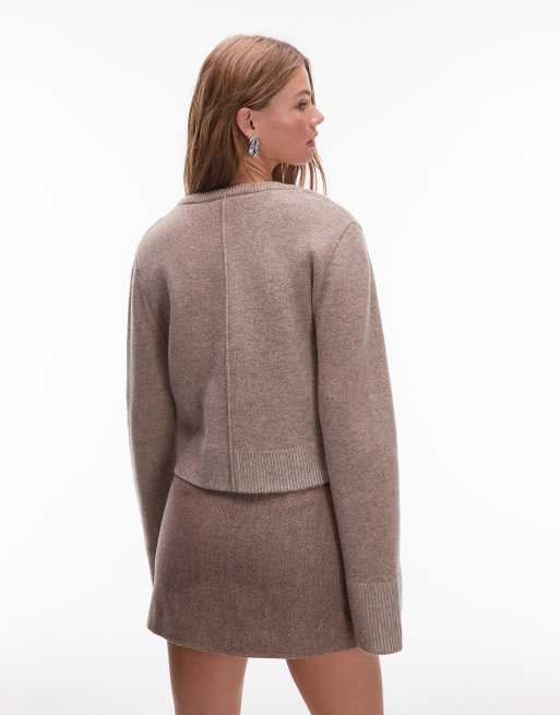 & Other Stories pure wool cardigan in beige with contrast tonal cuff, 4 of 4