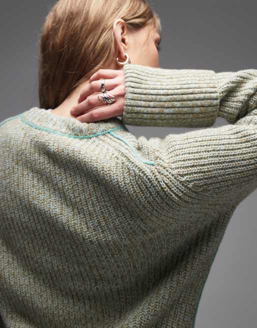 & Other Stories pure wool crew neck jumper in green and mint twist , 2 of 4