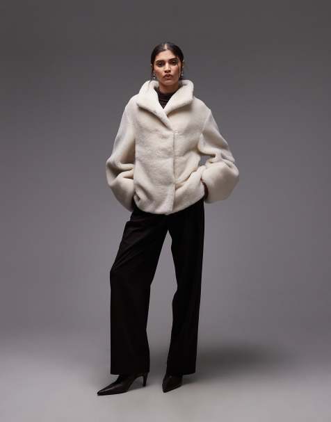 & Other Stories pure wool faux fur jacket in off-white - view 1