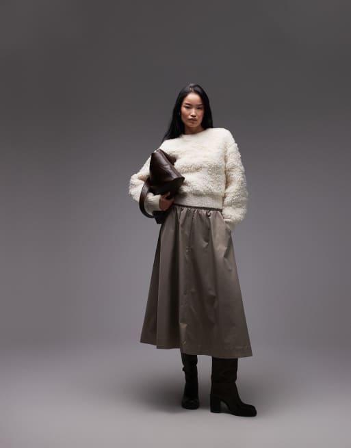 & Other Stories pure wool fluffy crew neck jumper with volumnious sleeves in white, 4 of 4