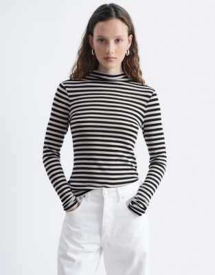 & Other Stories Pure Wool High Neck Long Sleeve Top In Black